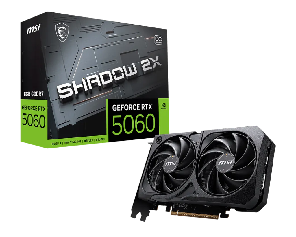 MSI VGA GEFORCE RTX 5060 TI 8G SHADOW 2X OC PLUS RTX5060 TI 8GB GDDR7 128B DX12 PCIE 5.0 X16 (3XDP 1XHDMI)
