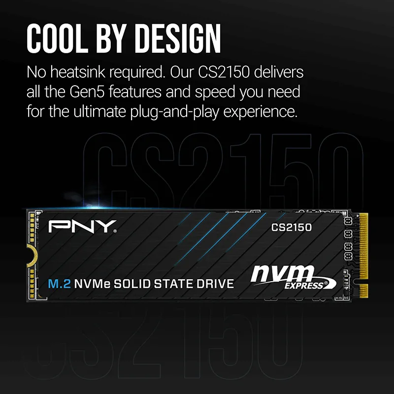 PNY CS2150 2TB  10200/8500 NVMe PCIe Gen5x4 M.2 SSD (M280CS2150-2TB-TB)