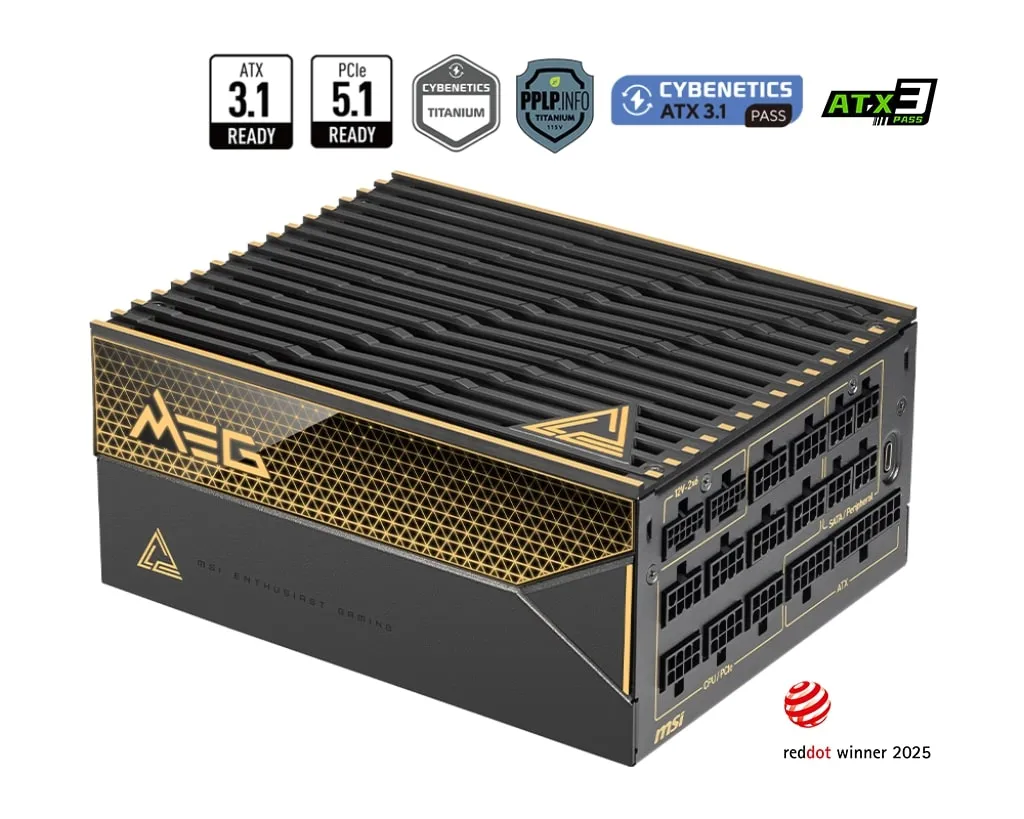 MSI MEG AI1600T PCIE5 1600W80+ TITANIUM FULMODULAR