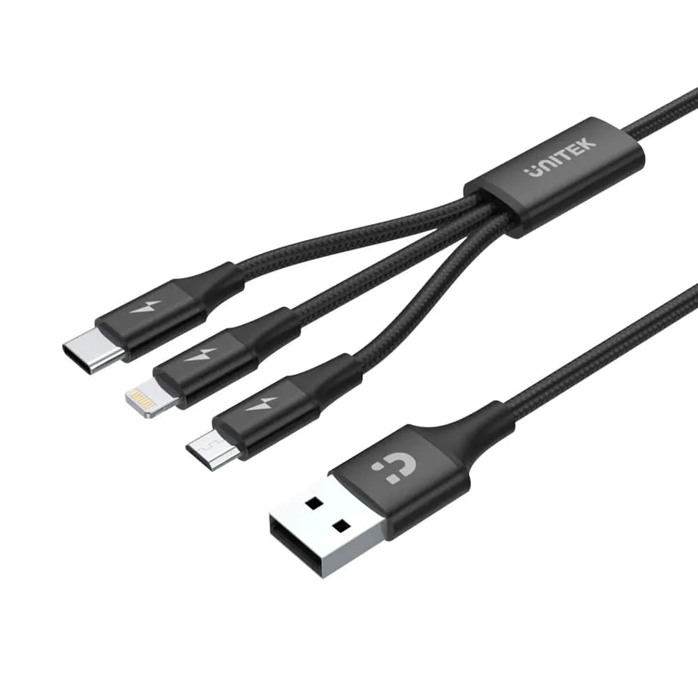 UNITEK USB-A 3in1 HIZLI ŞARJ 1.2MT 2.4A (C14049BK)