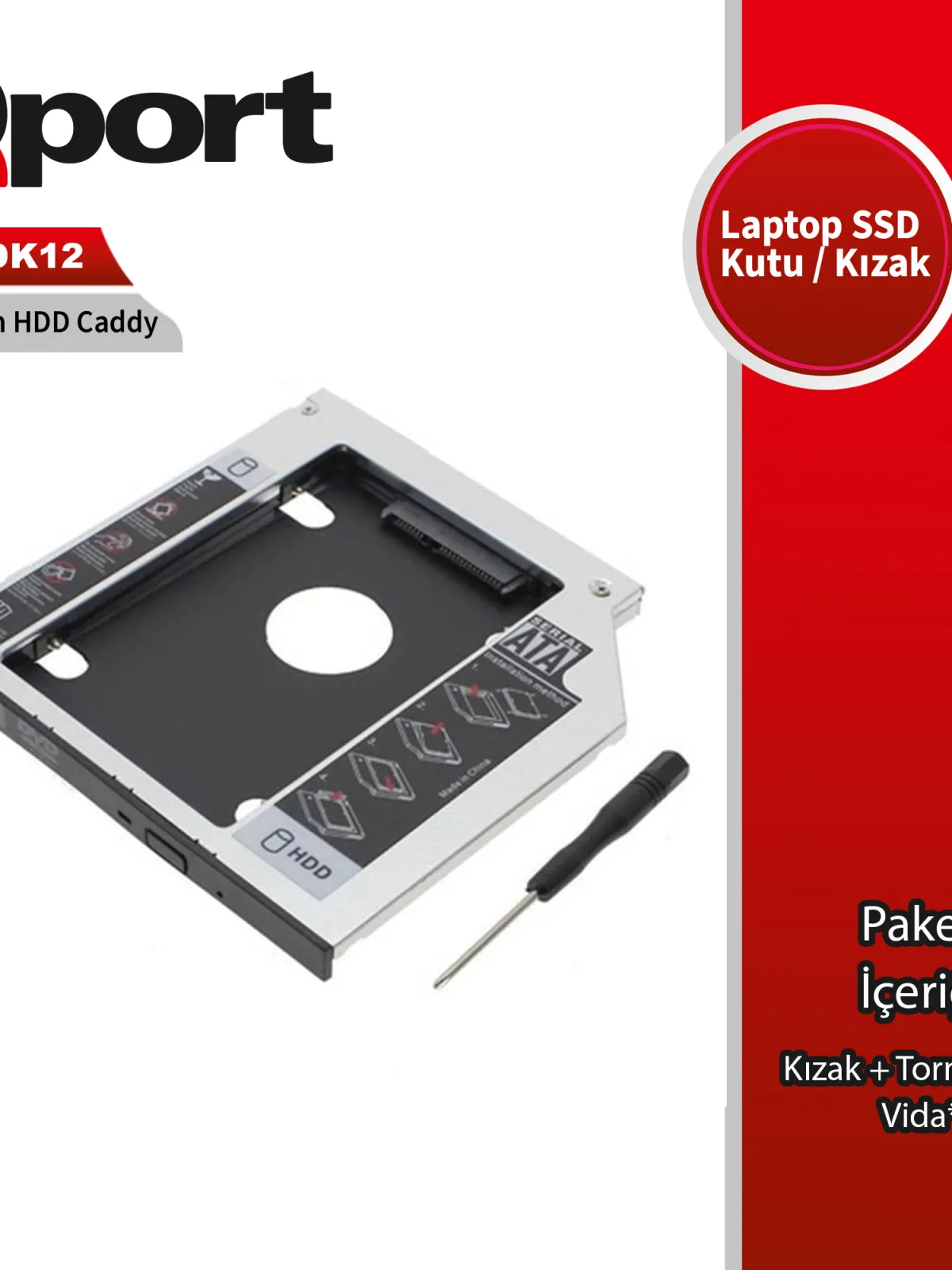 QPORT Q-HDK12 2.5" HDD/SSD UYUMLU CEVIRICI 12.7" KIZAK