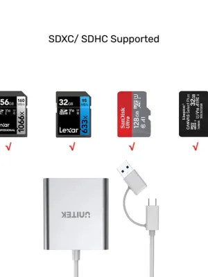 UNITEK USB-C KART OKUYUCU SD/CF/MICROSD (Y-9313D)
