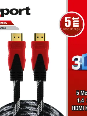 QPORT Q-HDMI5 HDMI 1.4 V ALTIN UÇLU KABLO 5 MT