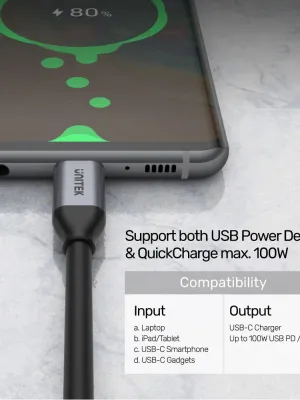 UNITEK USB-C 3.2 KABLO 2MT 5GBPS 4K (C14091ABK)