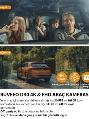 PRUVEEO D30 WI-FI 4K ARAC KAMERASI