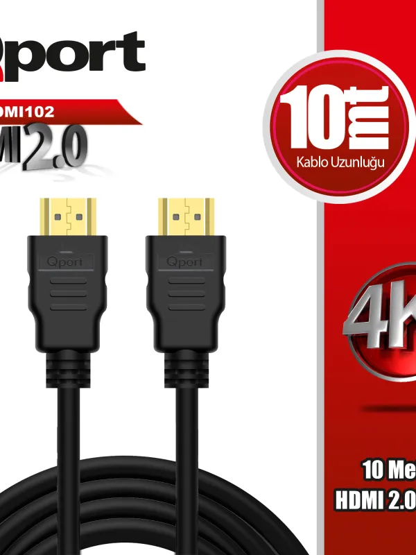 Ürün QPORT Q-HDMI102 HDMI 2.0 V ALTIN UÇLU KABLO 10 MT Görsel