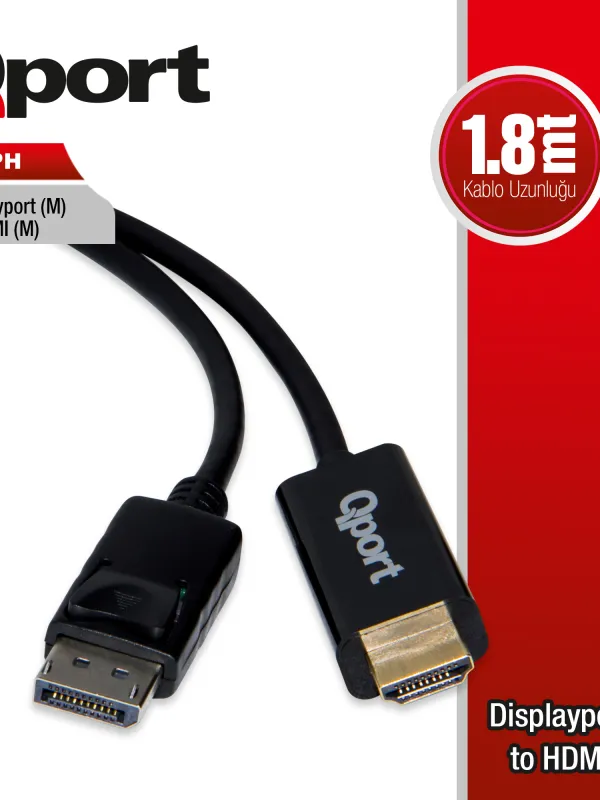 Ürün QPORT Q-DPH DISPLAY PORT TO HDMI CEVIRICI 1.8M KABLO Görsel