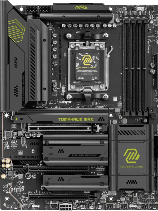 Ürün MSI MAG B850 TOMAHAWK MAX WIFI AM5 DDR5 8400MHZ(OC) HDMI 4x M.2 USB 10Gbs 5G LAN WI-FI 7 ATX Görsel