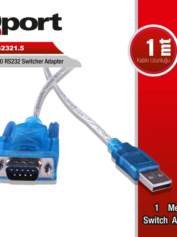 Ürün QPORT (Q-RS2321.5) USB2.0 TO RS232 CEVIRICI KABLO 1M Görsel