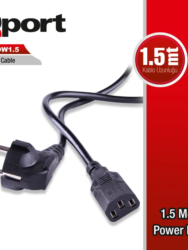 Ürün QPORT Q-POW1.5 1.5 METRE PC POWER KABLOSU Görsel