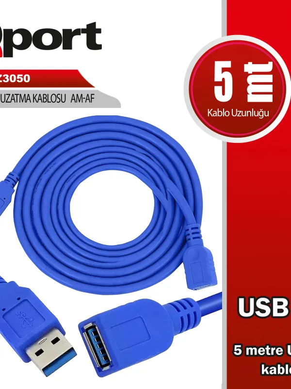 Ürün QPORT Q-UZ3050 USB3.0 5MT UZATMA KABLOSU Görsel