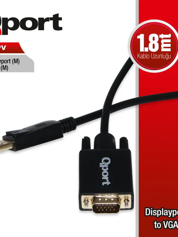 Ürün QPORT Q-DPV DISPLAY PORT TO VGA CEVIRICI 1.8M KABLO Görsel