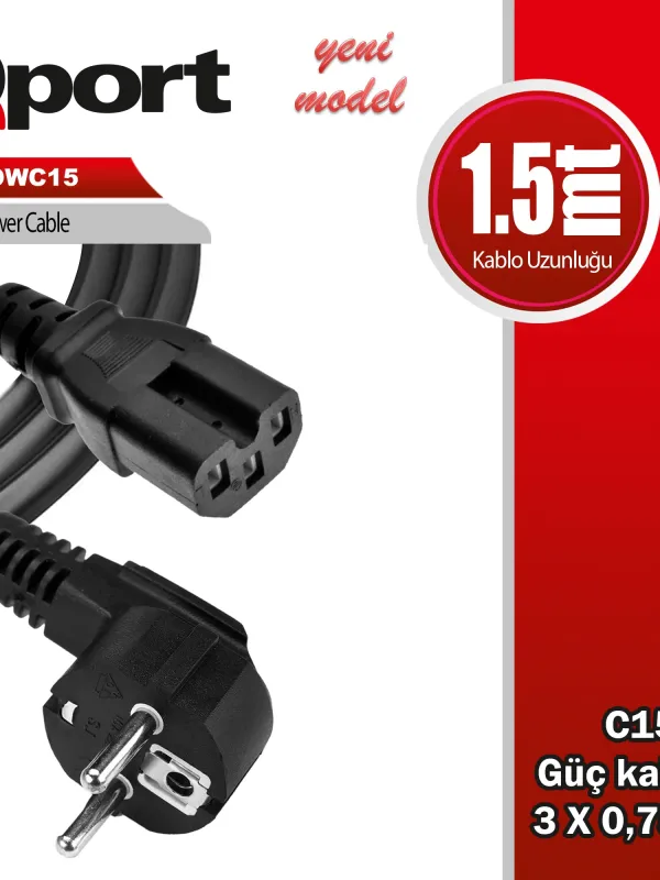 Ürün QPORT Q-POWC15 1.5M C15 POWER GUC KABLOSU Görsel