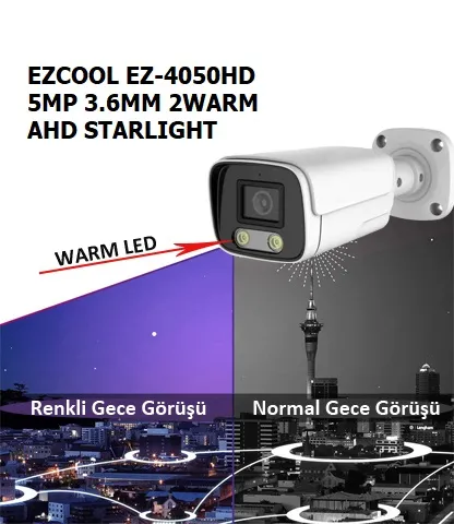 Ürün EZCOOL EZ-4050HD 5MP 3.6MM FULLCOLOR AHD BULLET KAMERA Görsel