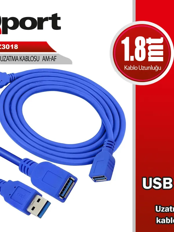 Ürün QPORT Q-UZ3018 1.8 METRE USB 3.0 UZATMA KABLOSU Görsel