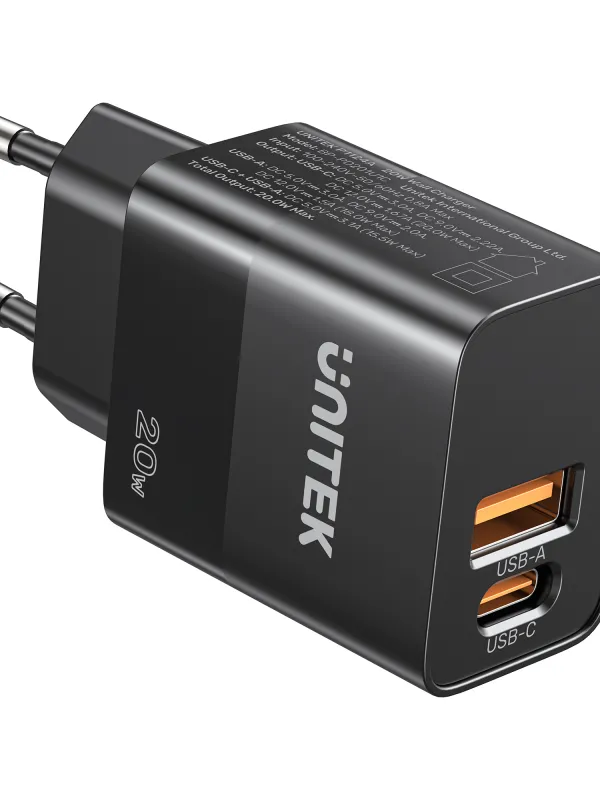 Ürün Unitek 20W Hızlı Şarj Adaptörü 1*USB-C (P1124ABK-EU) Görsel