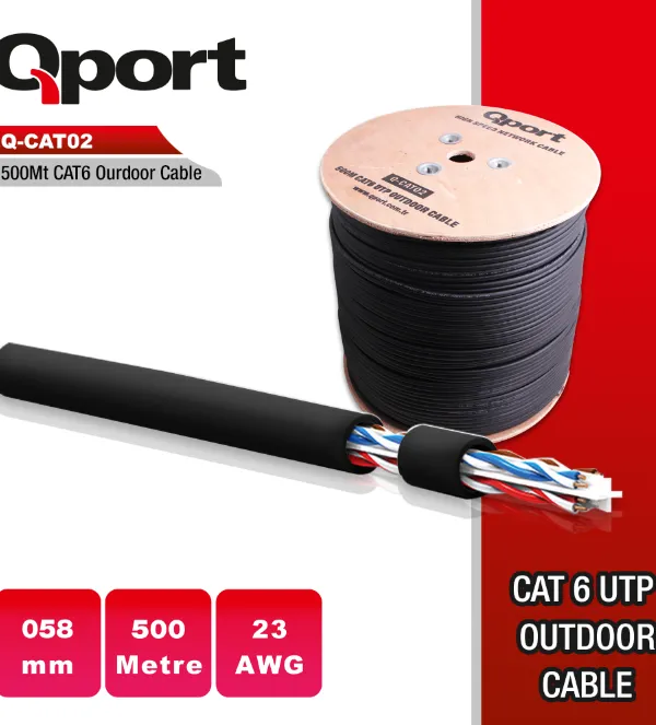 Ürün QPORT Q-CATO2 23AWG 500M MAKARALI OUTDOOR SİYAH KABLO Görsel
