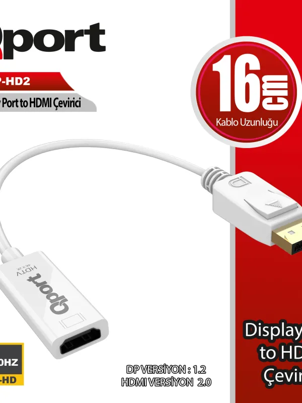 Ürün QPORT Q-DP-HD2 DISPLAY PORTUNDAN HDMI CEVIRICI 4K 60HZ Görsel